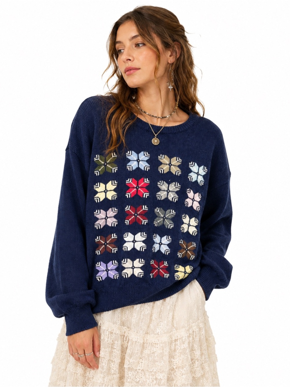 Vintage Preppy Rainbow Pinwheel Old Money Heritage 100% Wool Sweater